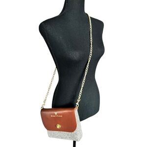 Sword & Plough Wool Felt Leather Crossbody Bag Chain Strap Small Purse